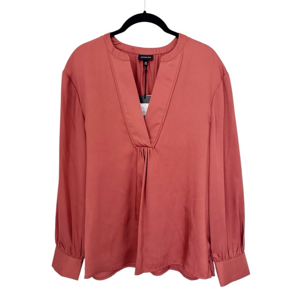 🧡WHO WHAT WEAR  Rust Long Sleeve Orange Blouse NWT!